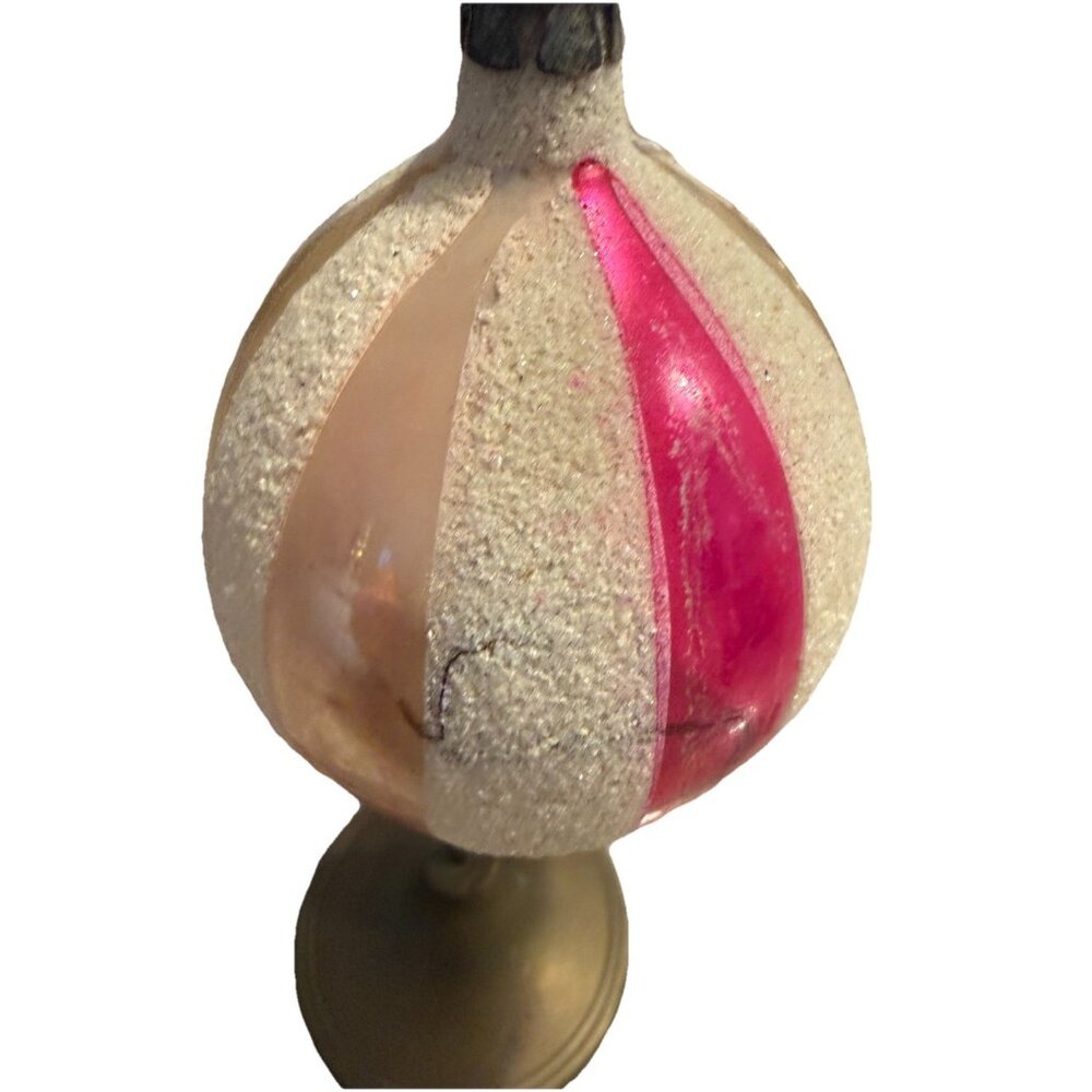 VTG Hand-painted Mercury Glass Christmas Ornament Teardrop Fantasia Poland 1950s